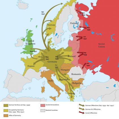 WW2, EUROPE, 1939, 1940, 1941, MAP