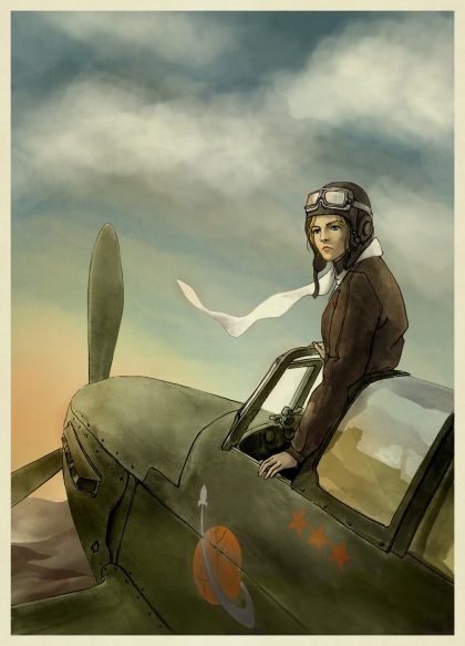 ARTWORK, AELITA, AELYA MAKAROVA, CHARACTER, SPARROW SQUADRON, AELITA'S WAR, YA HISTORICAL FICTION, NOVEL, HISTORY, BOOK, ACTION ADVENTURE, DL JUNG, DARIUS JUNG, WW2, YAK-1, SOVIET UNION, AVIATION